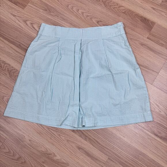 Blue Lands End Womens Seersucker Striped Skirt Preppy Classic Nautical Clean 10P - Picture 2 of 5